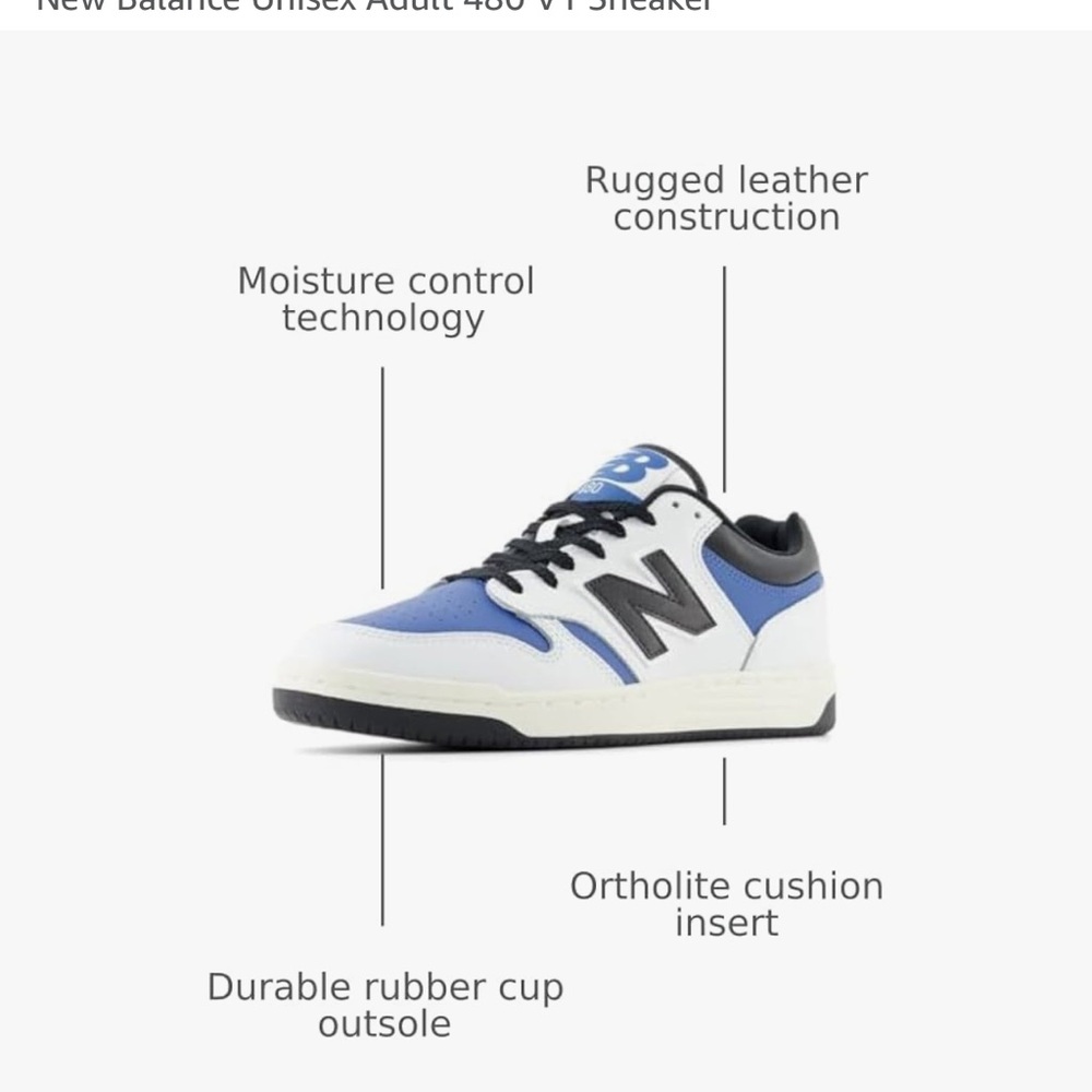 New Balance Men's Blue and White Leather Sneakers